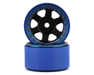 Picture of SSD RC Challenger PL 2.2" Beadlock Crawler Wheels (Black/Blue) (2)