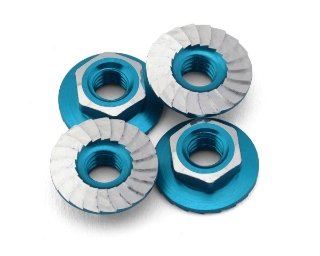 Picture of 1UP Racing 4mm "Lockdown" Serrated Aluminum Wheel Nuts (Bright Blue) (4)